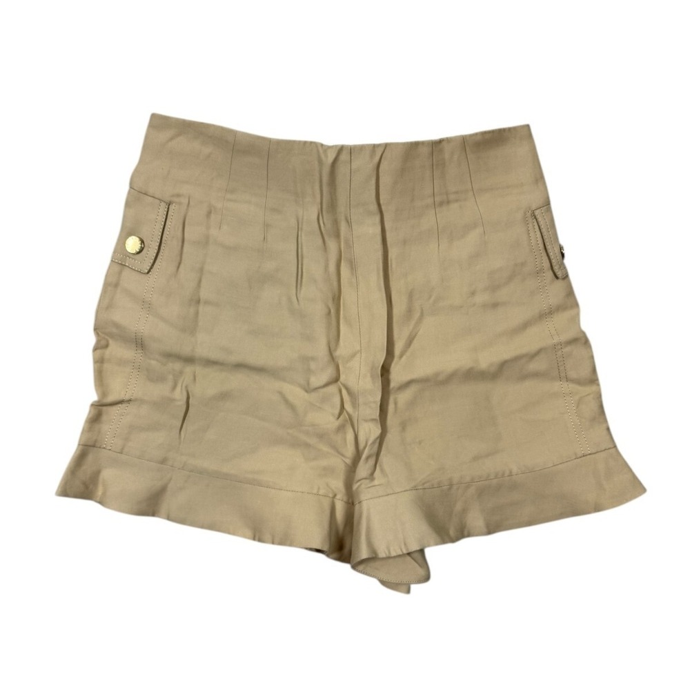 Sandro Paris Womens Beige Cuffed Hem Pockets Cargo Shorts Size 40 US 8 - Picture 3 of 6